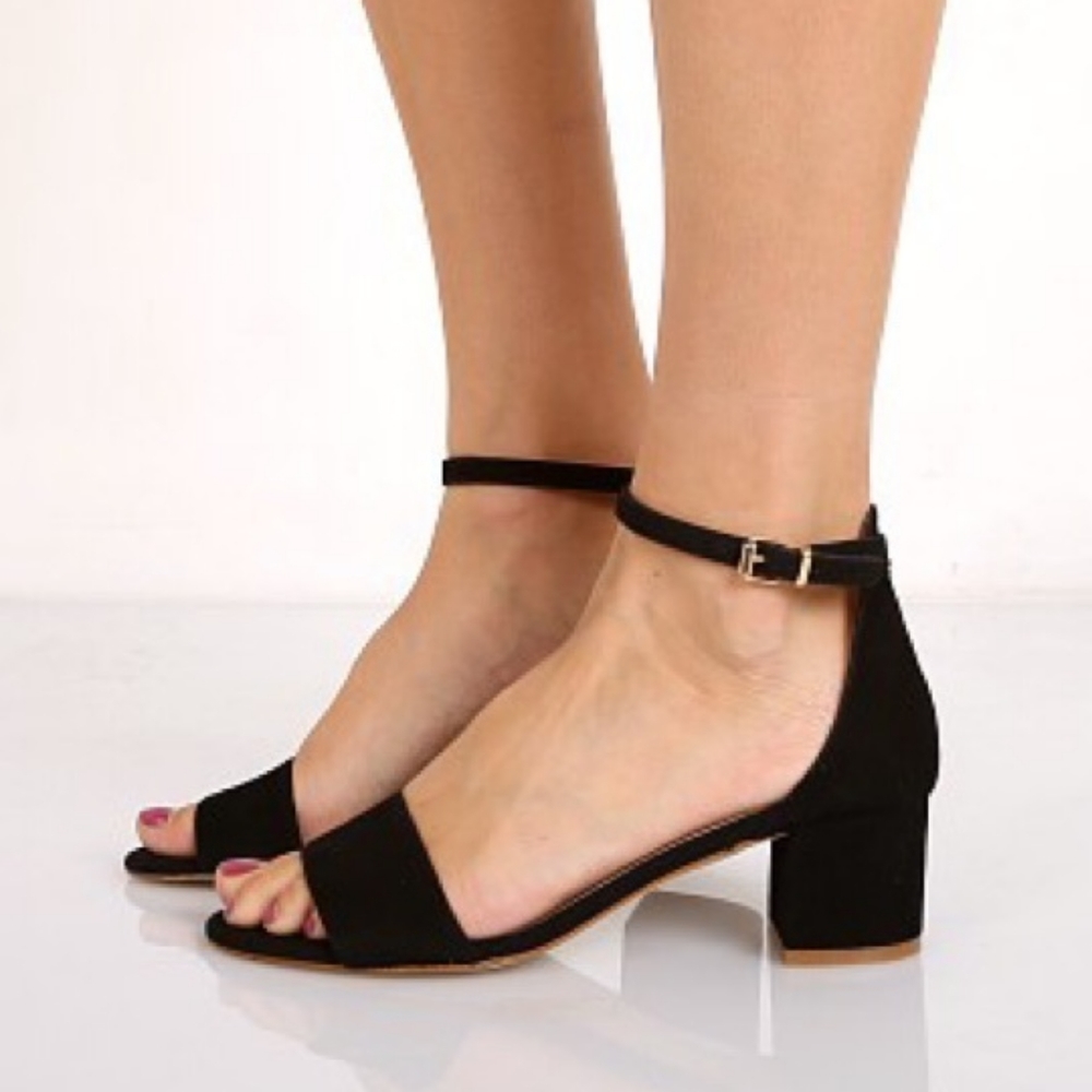 Free People Marigold Block Heel Suede Sandal Black 40